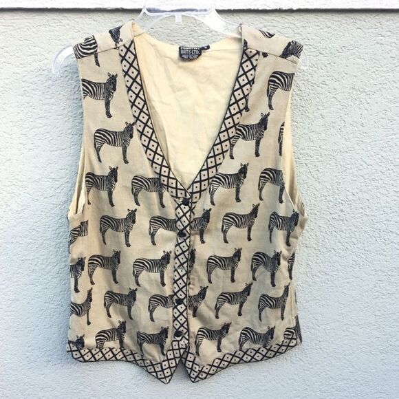 Vintage Primitive Arts Ltd. Cotton Zebra Vest - Picture 1 of 6